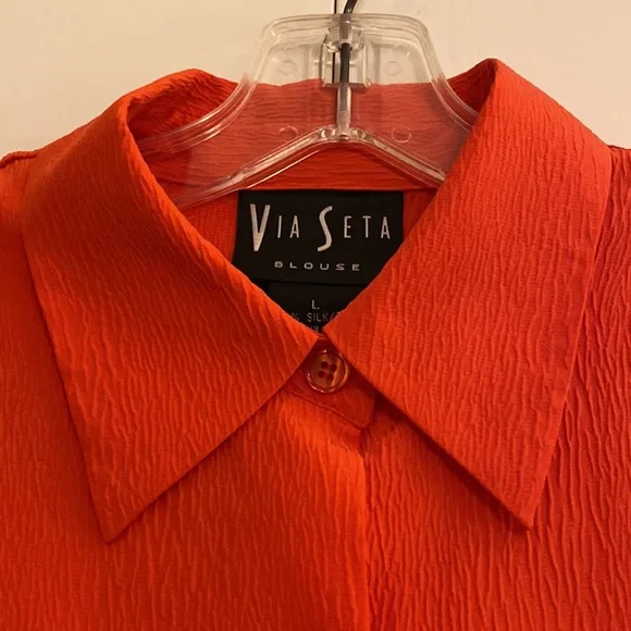 Via Seta Silk Button Down Blouse - Picture 6 of 9